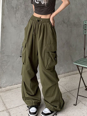 Y2K Casual Cargo Παντελόνι Γυναικείο Streetwear Κορδόνι Σχέδιο Φαρδύ φαρδύ ίσιο παντελόνι 2023 Ins Fashion Ladies Oversize Φούτερ