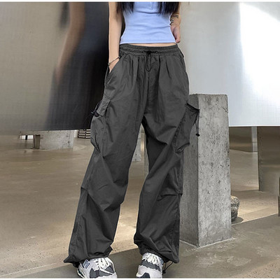 Y2K Casual Cargo Pants Moteriškos gatvės aprangos raišteliai laisvos plačios tiesios kelnės 2023 Ins Fashion Moterų oversize sportiniai kelnės