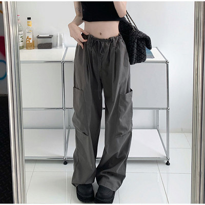 Y2K Casual Cargo Pants Moteriškos gatvės aprangos raišteliai laisvos plačios tiesios kelnės 2023 Ins Fashion Moterų oversize sportiniai kelnės