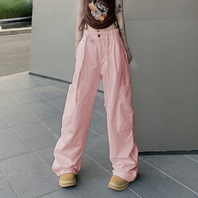 Y2K Casual Cargo Pants Moteriškos gatvės aprangos raišteliai laisvos plačios tiesios kelnės 2023 Ins Fashion Moterų oversize sportiniai kelnės