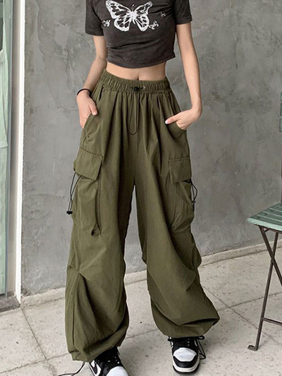 Y2K Casual Cargo Παντελόνι Γυναικείο Streetwear Κορδόνι Σχέδιο Φαρδύ φαρδύ ίσιο παντελόνι 2023 Ins Fashion Ladies Oversize Φούτερ