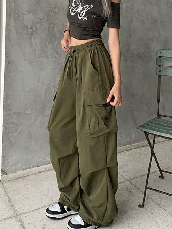 Y2K Casual Cargo Pants Moteriškos gatvės aprangos raišteliai laisvos plačios tiesios kelnės 2023 Ins Fashion Moterų oversize sportiniai kelnės