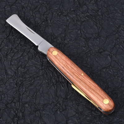 Nož za cijepljenje biljaka Alati za cijepljenje Sklopivi nož za kalemljenje Profesionalni vrtni rezač za cijepljenje Nož s drvenom drškom