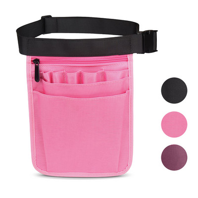 Vidukļa soma Neilona vairākas kabatas Regulējamas sprādzes jostas Somas Fanny Pack Sieviešu Skriešanas Organizators Darba Sports Rozā