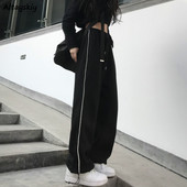 Pantaloni ocazional Femei Pachet picioare Pantaloni Design largi, picior lat, cu cordon, îmbrăcăminte de stradă, pantaloni de jogging Ulzzang BF 2022 Populari All-metch