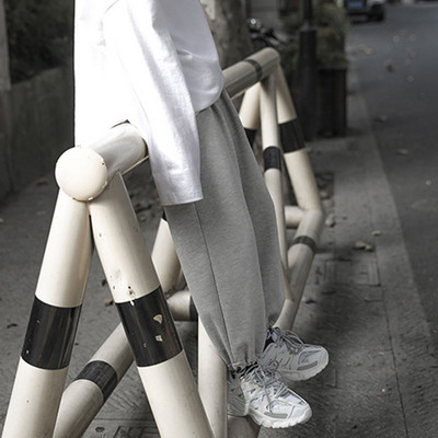 Pantaloni ocazional Femei Pachet picioare Pantaloni Design largi, picior lat, cu cordon, îmbrăcăminte de stradă, pantaloni de jogging Ulzzang BF 2022 Populari All-metch