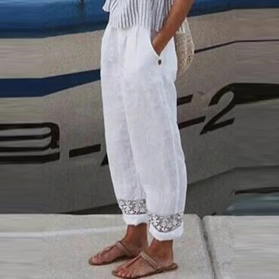 Puuvillane lina, soliidsed naiste püksid, mood, uued õõnsad taskud naistele vabaaja tänavariided kontori vabad püksid naistele