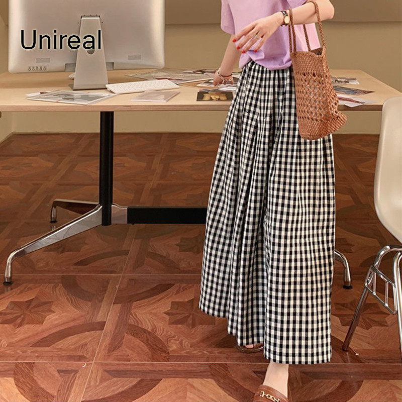 Unireal 2023 suvine naiste laia säärega püksid, kõrge vöökohaga nöörid, vabaaja püksid, püksid, püksid seelikupüksid