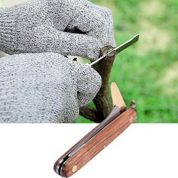 Инструменти за присаждане Сгъваем нож за присаждане Професионален градински нож за присаждане Нож за присаждане с дървена дръжка от неръждаема стомана