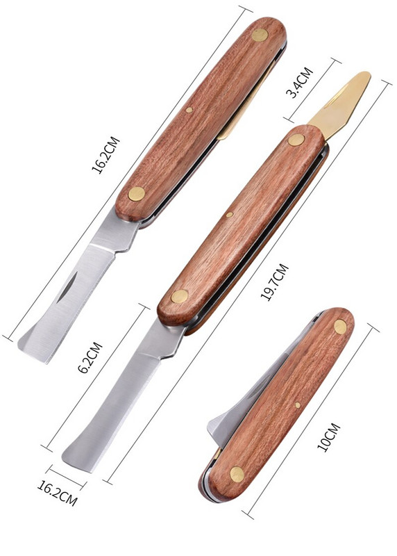 Skiepijimo įrankiai Sulankstomas skiepijimo genėjimo peilis Profesionalus sodo skiepijimo pjaustytuvas nerūdijančio plieno medinės rankenos skiepijimo peilis