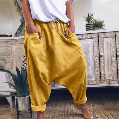 Γυναικείο παντελόνι Harem Παντελόνι Boho Παντελόνι με μέση μέση Γυναικείο Παντελόνι Solid Check Φαρδύ με φαρδύ πόδι Casual Capris