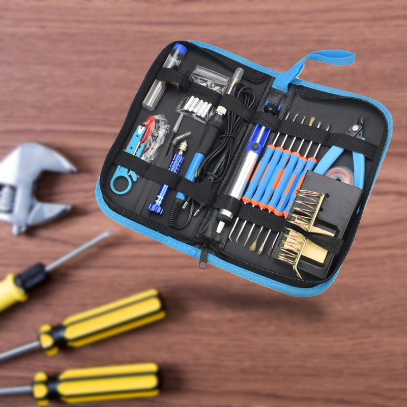 Többfunkciós PU bőrtáska cipzáras készlet szerszámtáskák elektromos forrasztópáka táska