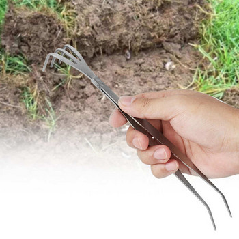 2 в 1 гребло за корени от неръждаема стомана, пинсети за бонсай, многофункционален инструмент за градинско земеделие, шпатула за разхлабване на почвата