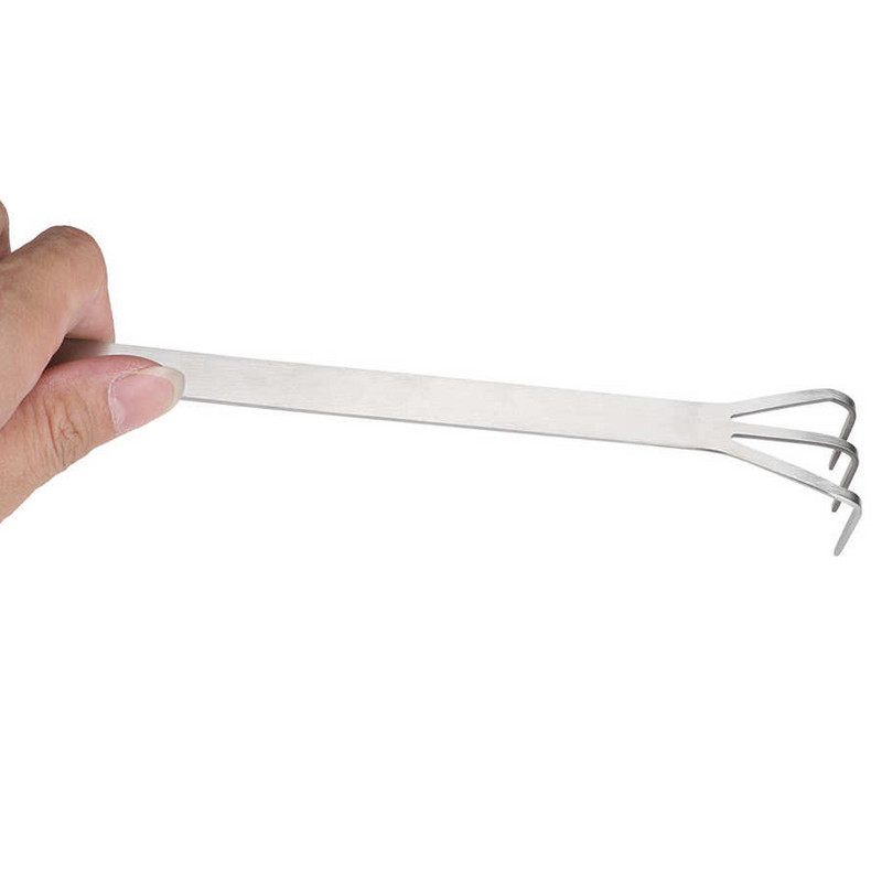 2 az 1-ben rozsdamentes acél gyökérgereblye bonsai csipesz többfunkciós kerti mezőgazdasági szerszám talajlazító spatula