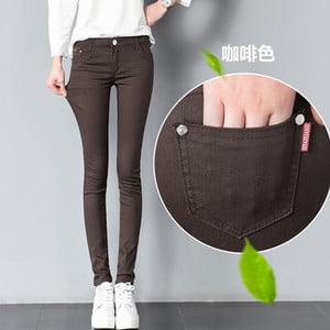 Jarné dámske nadrozmerné nohavice 34, biele ceruzkové nohavice, ležérne bavlnené legíny, kancelárske úzke nohavice, elegantné elastické tepláky