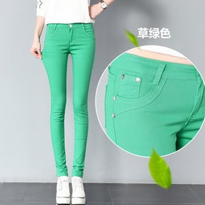 Jarné dámske nadrozmerné nohavice 34, biele ceruzkové nohavice, ležérne bavlnené legíny, kancelárske úzke nohavice, elegantné elastické tepláky