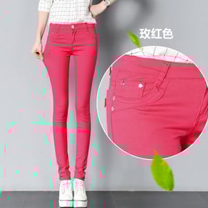 Jarné dámske nadrozmerné nohavice 34, biele ceruzkové nohavice, ležérne bavlnené legíny, kancelárske úzke nohavice, elegantné elastické tepláky