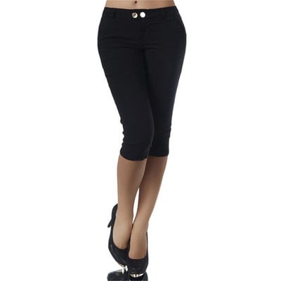 Női Női Ceruzanadrág Nyári Zsebek Gomb Vékony lábszárhosszú Nadrág Női Alkalmi Stretch 3/4 nadrág Női Capris