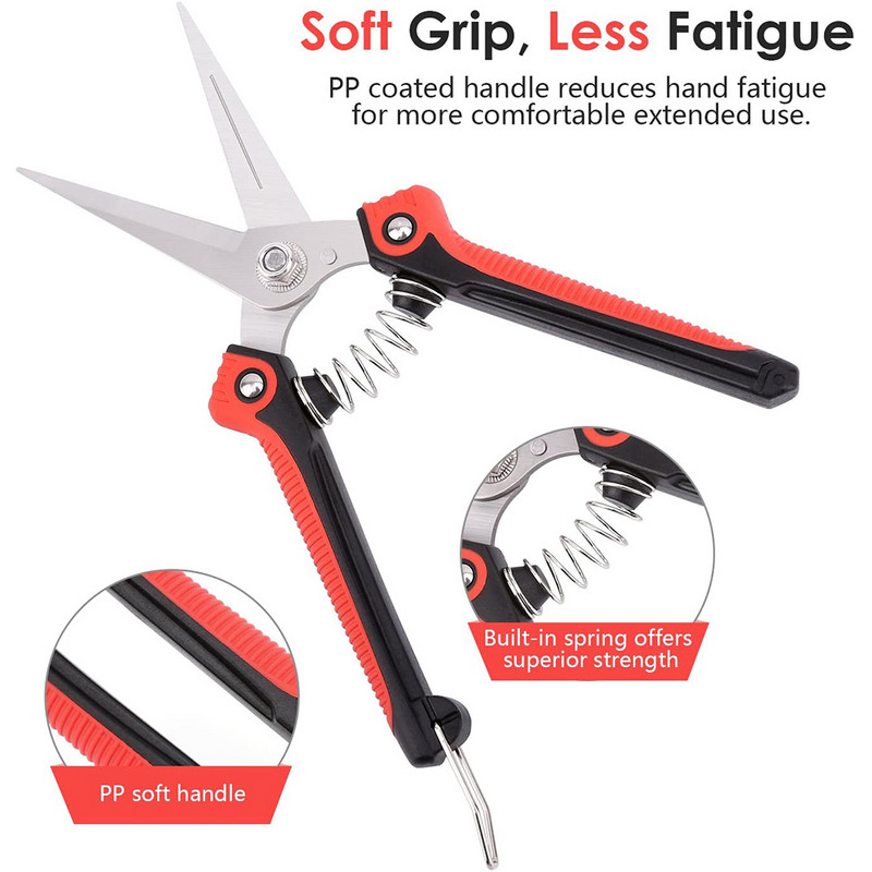 Metszőolló Professzionális kerti rozsdamentes acél pengék Kertészeti kézi metszővágó kerti betakarításhoz Gyümölcsszerszám
