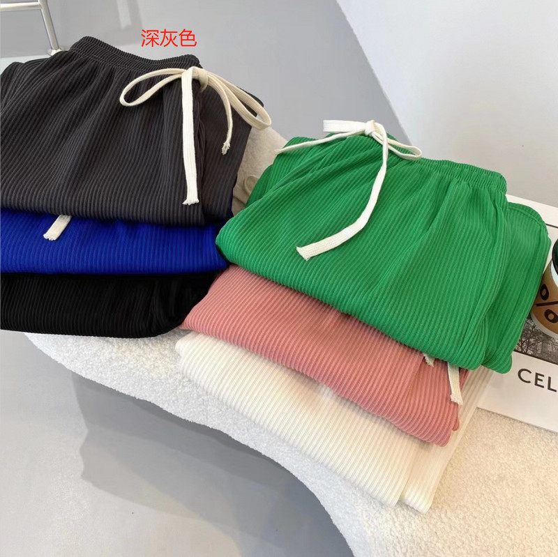 2023 Нови летни панталони с връзки Дамски кадифени панталони с широки крачоли Прави панталони с висока талия Корейски широки спортни панталони Топли дълги панталони