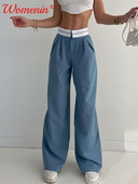 Sieviešu ikdienišķas taisnas bikses ar augstu vidukli, kroku biroja bikses Sieviešu bikses Elegantas, vienkāršas, brīvas sieviešu bikses 2023. gada pavasara jaunums