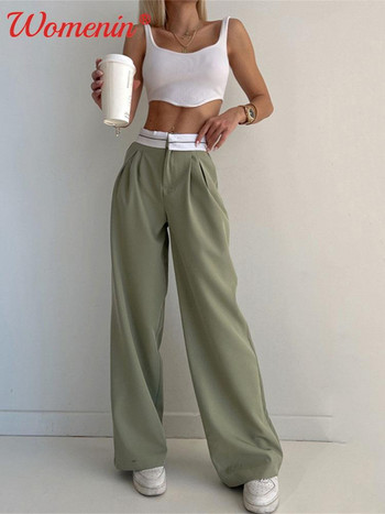 Γυναικείο ίσιο παντελόνι με ψηλόμεσο πλισέ Γυναικείο παντελόνι Κομψό απλό φαρδύ γυναικείο παντελόνι Άνοιξη 2023 New In