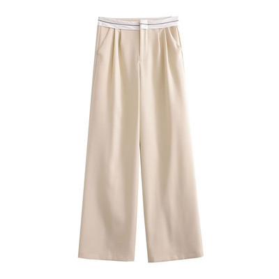 Sieviešu ikdienišķas taisnas bikses ar augstu vidukli, kroku biroja bikses Sieviešu bikses Elegantas, vienkāršas, brīvas sieviešu bikses 2023. gada pavasara jaunums