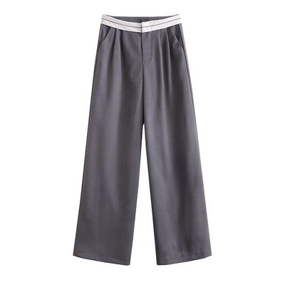 Sieviešu ikdienišķas taisnas bikses ar augstu vidukli, kroku biroja bikses Sieviešu bikses Elegantas, vienkāršas, brīvas sieviešu bikses 2023. gada pavasara jaunums