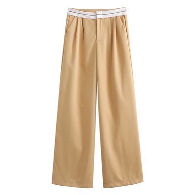 Sieviešu ikdienišķas taisnas bikses ar augstu vidukli, kroku biroja bikses Sieviešu bikses Elegantas, vienkāršas, brīvas sieviešu bikses 2023. gada pavasara jaunums