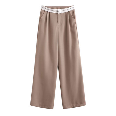 Sieviešu ikdienišķas taisnas bikses ar augstu vidukli, kroku biroja bikses Sieviešu bikses Elegantas, vienkāršas, brīvas sieviešu bikses 2023. gada pavasara jaunums