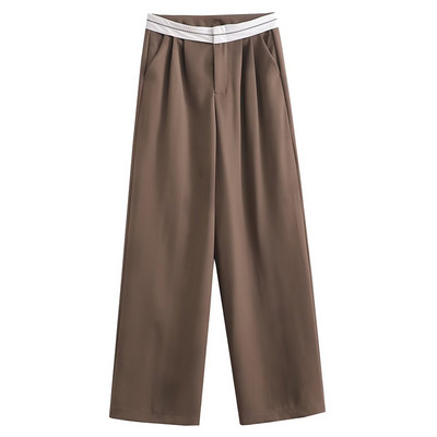 Sieviešu ikdienišķas taisnas bikses ar augstu vidukli, kroku biroja bikses Sieviešu bikses Elegantas, vienkāršas, brīvas sieviešu bikses 2023. gada pavasara jaunums