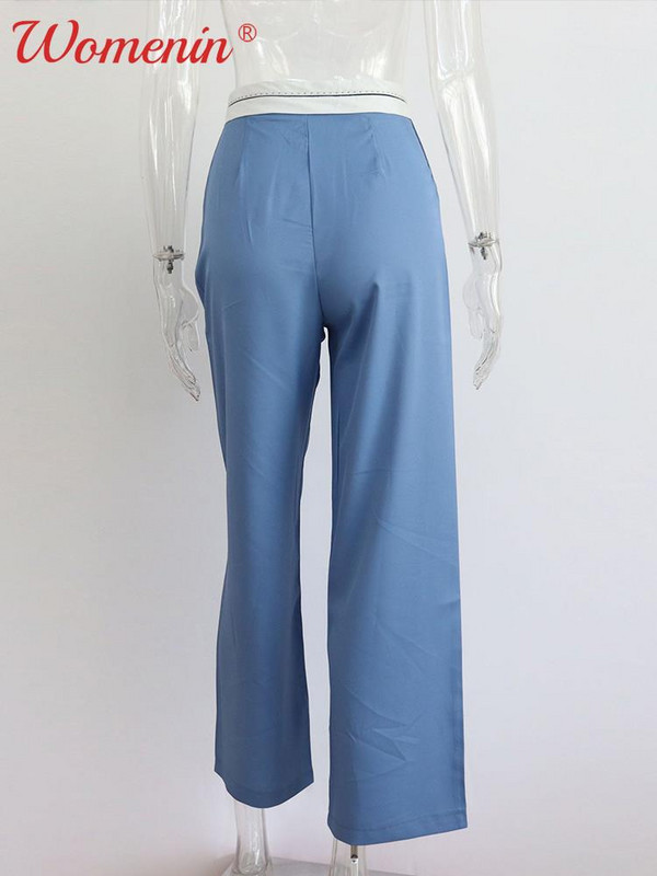 Sieviešu ikdienišķas taisnas bikses ar augstu vidukli, kroku biroja bikses Sieviešu bikses Elegantas, vienkāršas, brīvas sieviešu bikses 2023. gada pavasara jaunums