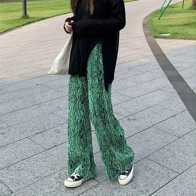 Pink Hearts Pants Hlače na preklop Ležerne ženske tanke hlače širokih nogavica za ljeto 2022. Nove OL ravne ležerne hlače pune dužine za sve kombinacije