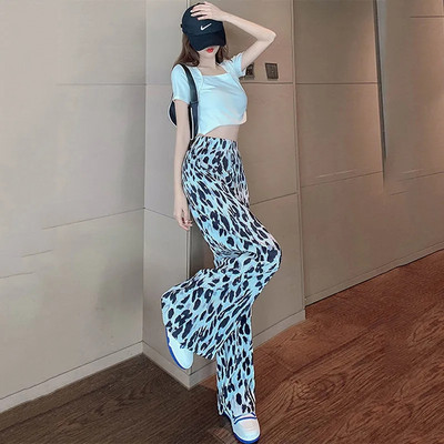 Pink Hearts Pants Hlače na preklop Ležerne ženske tanke hlače širokih nogavica za ljeto 2022. Nove OL ravne ležerne hlače pune dužine za sve kombinacije