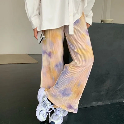 Pink Hearts Pants Hlače na preklop Ležerne ženske tanke hlače širokih nogavica za ljeto 2022. Nove OL ravne ležerne hlače pune dužine za sve kombinacije