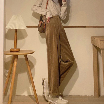 Δημοφιλή κοτλέ παντελόνι Casual Γυναικεία Μασίφ τρυφερό ρετρό φαρδύ παντελόνι ψηλόμεσο Harajuku Teenager Slouchy Simple Classic