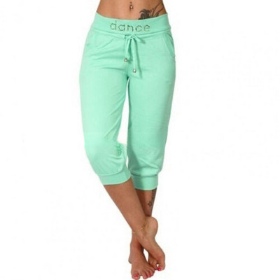 Jednobojne ženske kapri hlače do sredine potkoljenice srednjeg rasta s džepovima na uzicu Skraćene hlače sa širokim pojasom Ženske sportske kratke hlače za van