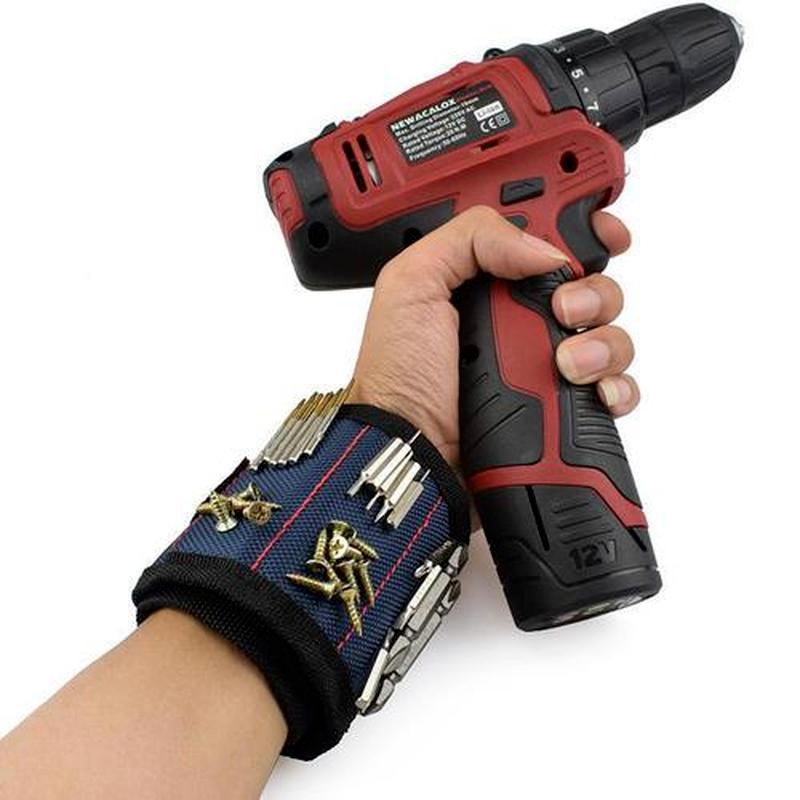 Poliészter erős mágneses csuklópánt hordozható szerszámtáska fúrófejek tartó tasak villanyszerelő csuklószerszám csavarok körömjavító szerszámok