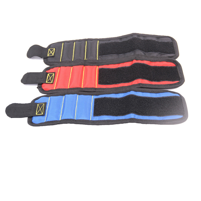 Poliészter erős mágneses csuklópánt hordozható szerszámtáska fúrófejek tartó tasak villanyszerelő csuklószerszám csavarok körömjavító szerszámok