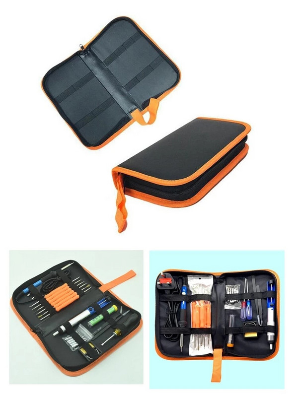 Geantă de scule pentru repararea hardware-ului Geantă portabilă pentru instrumente pentru fier de lipit electric de uz casnic Geantă de instrumente cu fermoar din piele PU multifuncțională, Dropship