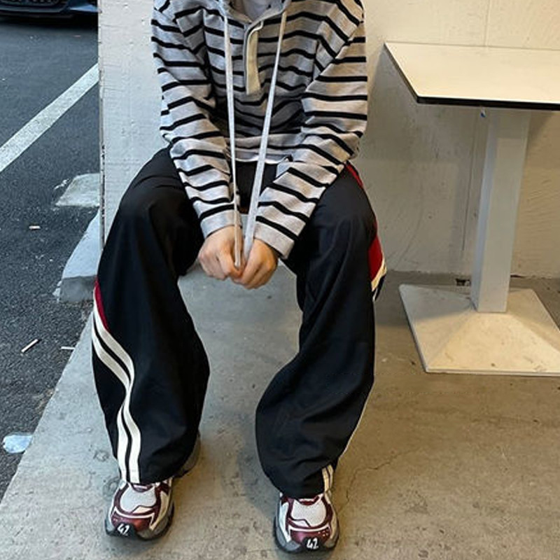 Y2K Női Utcai Ruha Chic Cargo Koreai Harajuku Alkalmi Ejtőernyős Tech nadrágok Férfi Strandnadrágok Széles Lábak Kocogó Nadrágok Ruhák