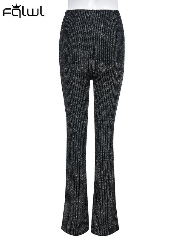 FQLWL Καλοκαιρινό ελαστικό μαύρο παντελόνι με ρίγες Streetwear Y2K ρούχα για γυναίκες Μόδα Casual ψηλόμεσο casual party Παντελόνι Flare
