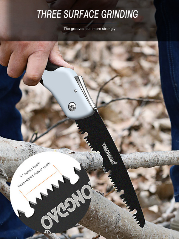 Összecsukható vágó kézi összecsukható minifűrész TPR fogantyúval Összecsukható fűrész fához kerti száraz fa metszőfűrész kemény fogakkal barkácsolás