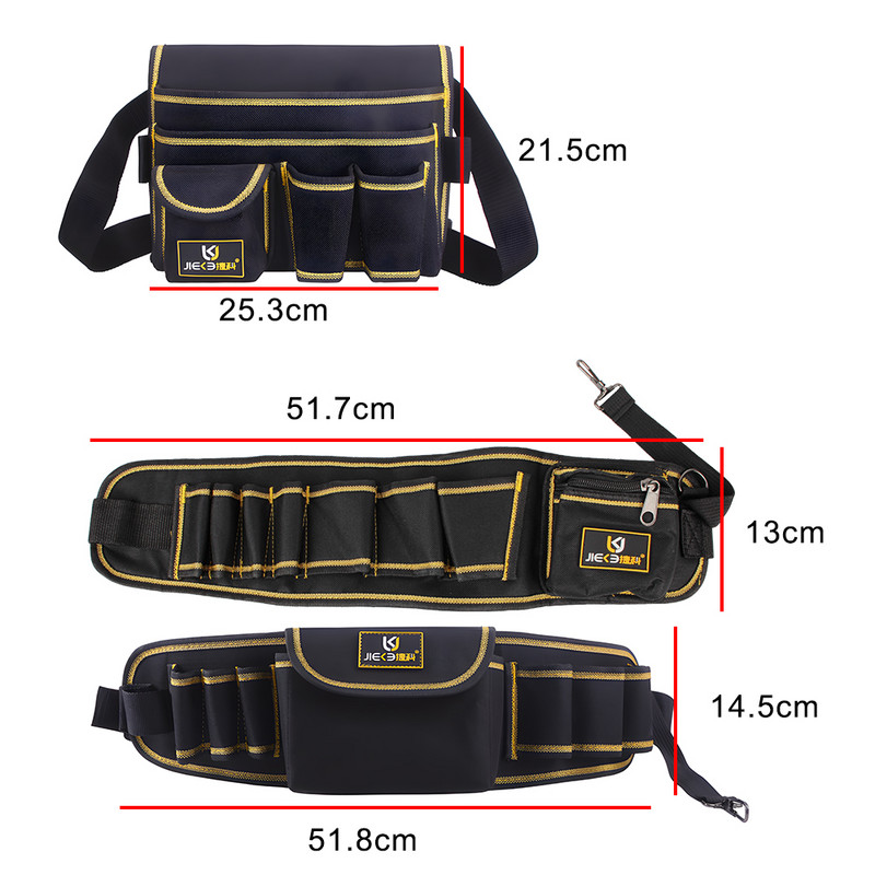 Aparatūros įrankių kišenės taisymo įrankių laikymo krepšys Daugiafunkcinis juosmens paketas Oksfordo audinio veržliarakčių replių laikymo krepšys