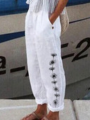 2023. aasta uued vabaaja naiste püksid, lillemustriga püksid, täispikad suvised elegantsed elastsed vööpüksid, põhjaga haaremipüksid igapäevaseks kandmiseks