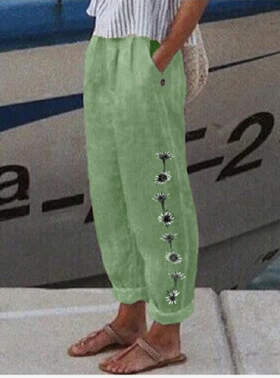 2023. aasta uued vabaaja naiste püksid, lillemustriga püksid, täispikad suvised elegantsed elastsed vööpüksid, põhjaga haaremipüksid igapäevaseks kandmiseks