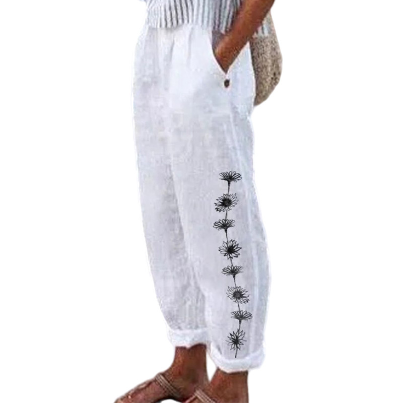 2023. aasta uued vabaaja naiste püksid, lillemustriga püksid, täispikad suvised elegantsed elastsed vööpüksid, põhjaga haaremipüksid igapäevaseks kandmiseks