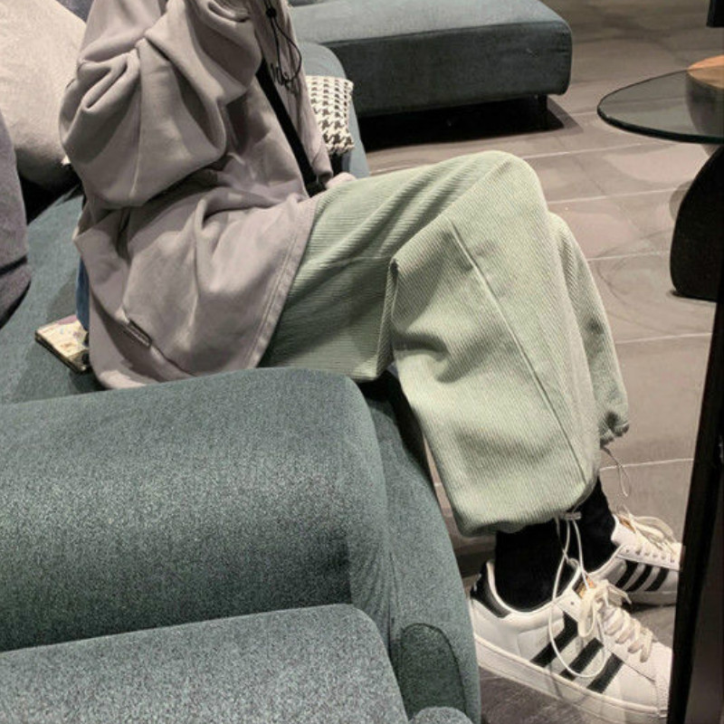 Hétköznapi nadrágok női tömör bő, széles szárú koreai stílusú, őszi kordbársony nőies nadrágok, minimalista diák-sikkes divat