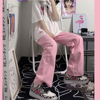 Y2K φαρδύ ροζ τζιν Γυναικεία Kawaii Κορεάτικη μόδα Oversize Χαμηλό ψηλό φαρδύ τζιν παντελόνι Streetwear Φαρδύ παντελόνι Alt