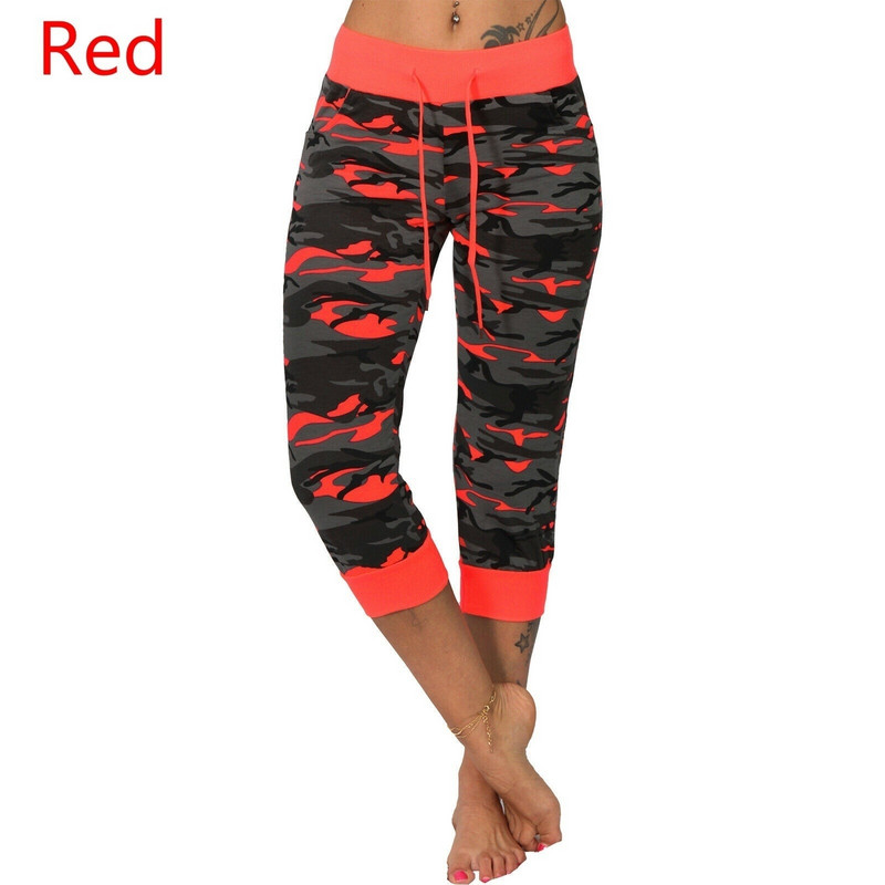 2022 női 3/4 könnyű kocogó Capri nadrág terepszínű nyomtatás Sport fitness nadrág nadrág nyári divat sport nadrág XS-5XL